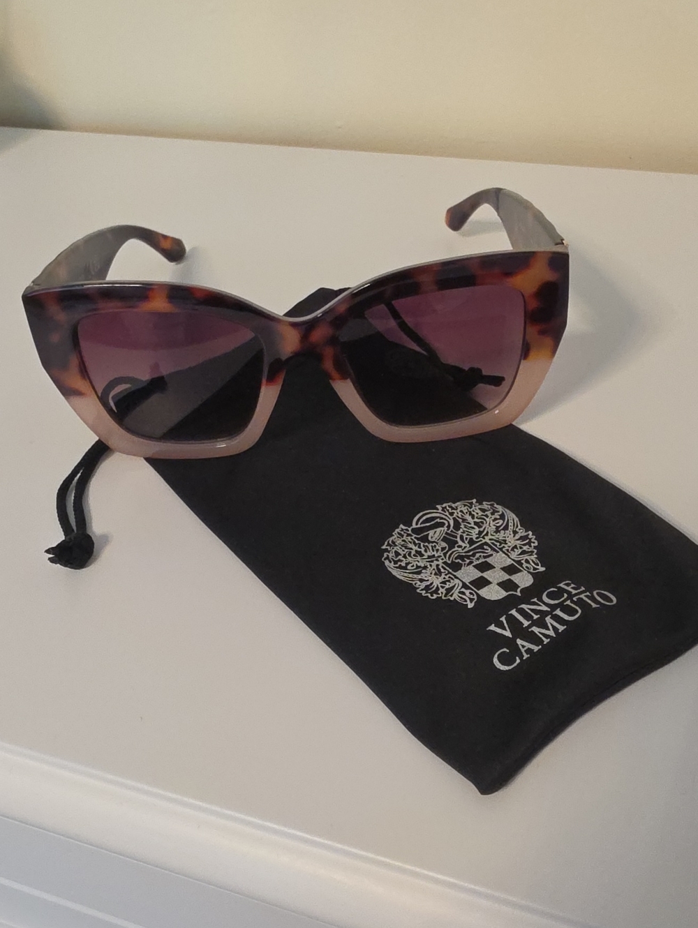 Vince Camuto Tortoiseshell Cat Eye Sunglasses - Purple Gradient Lenses